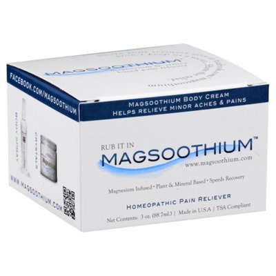 Magsoothium Body Cream, Homeopathic Pain Reliever - 3 Ounce Jar