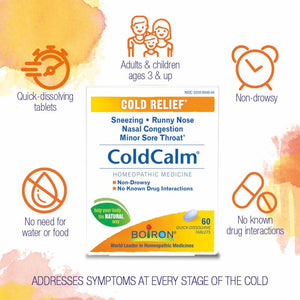 ColdCalm Tablets for Adults and Children - 60 Quick Dissolving Tablets