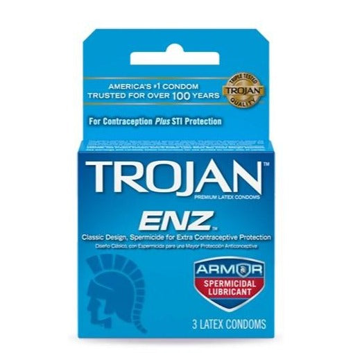 Trojan-ENZ Spermicidal Lubricant Latex Condom, 3 Count