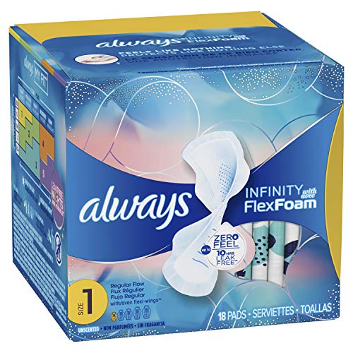 Always Infinity Regular Sanitary Pads with Wings, Unscented - Size 1, 18 Pads