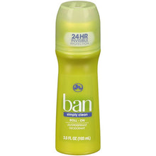 Load image into Gallery viewer, Ban Simply Clean Roll-On Deodorant &amp; Antiperspirant - 3.5 Ounces
