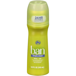 Ban Simply Clean Roll-On Deodorant & Antiperspirant - 3.5 Ounces