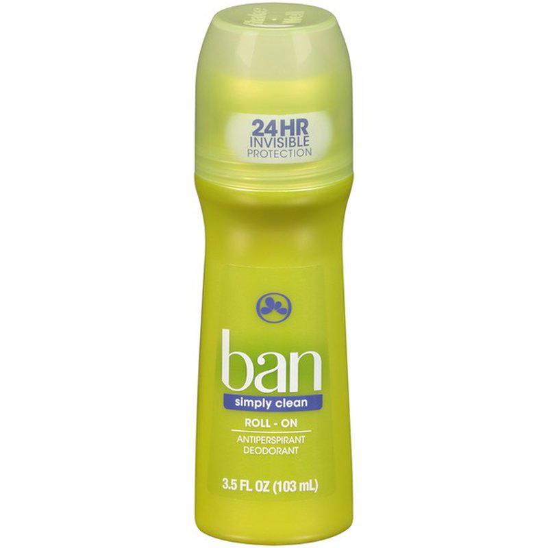 Ban Simply Clean Roll-On Deodorant & Antiperspirant - 3.5 Ounces