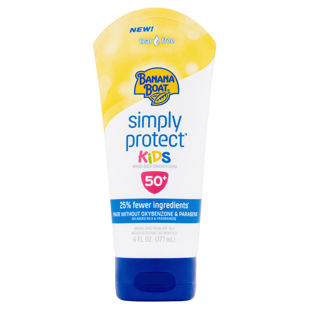 Banana Boat Simply Protect Kinds Mineral-Based Sunscreen Lotion, SPF 50+  6 Ounce
