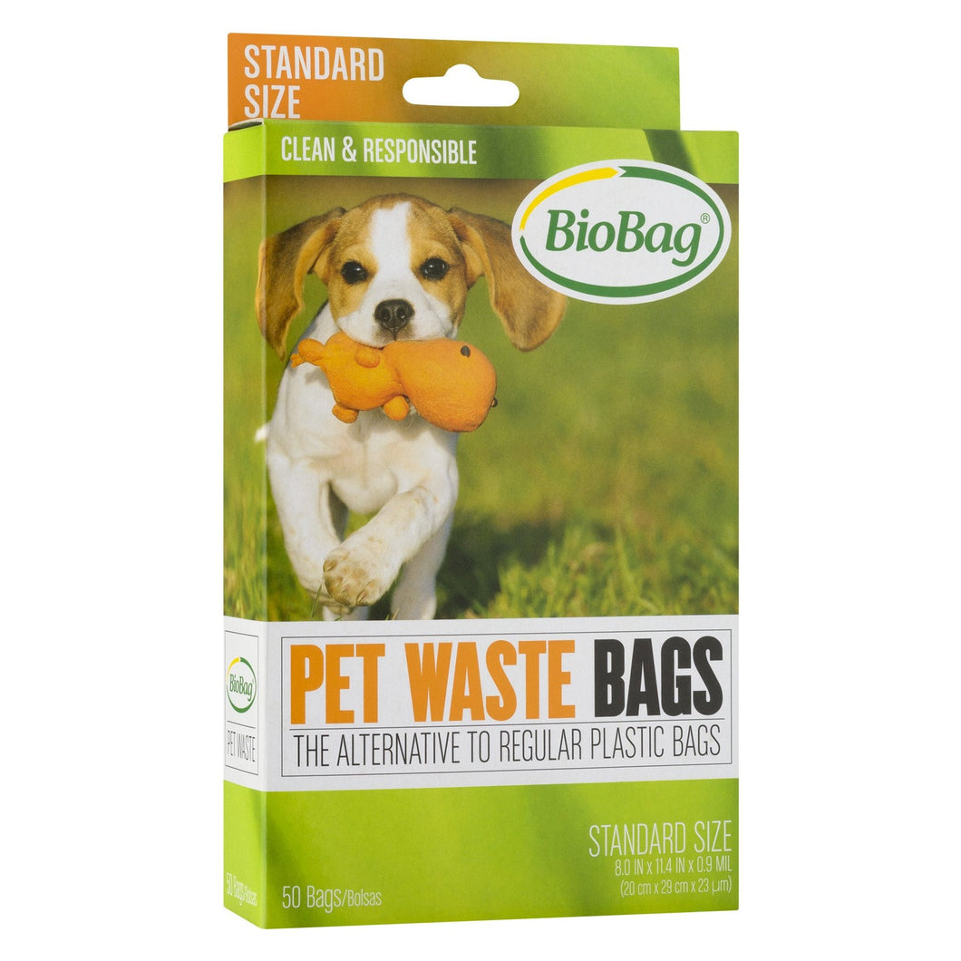 BioBag 100% Compostable Dog Waste Bags, Standard Size - 50 Count