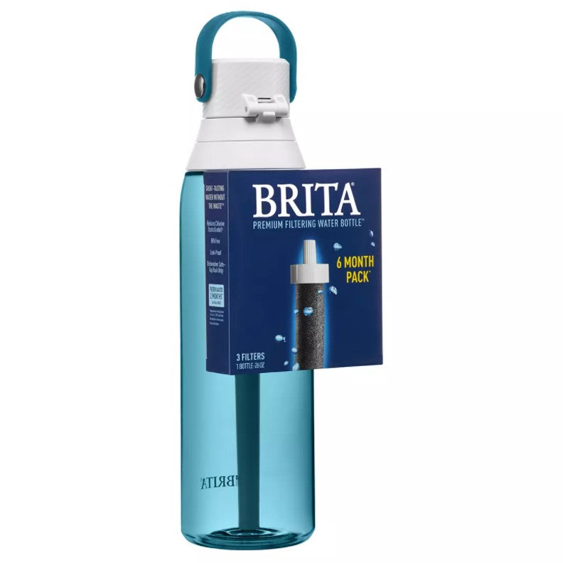 Brita Premium Filtered Water Bottle with 3 Pack Filters - 26 Ounce, BPA Free