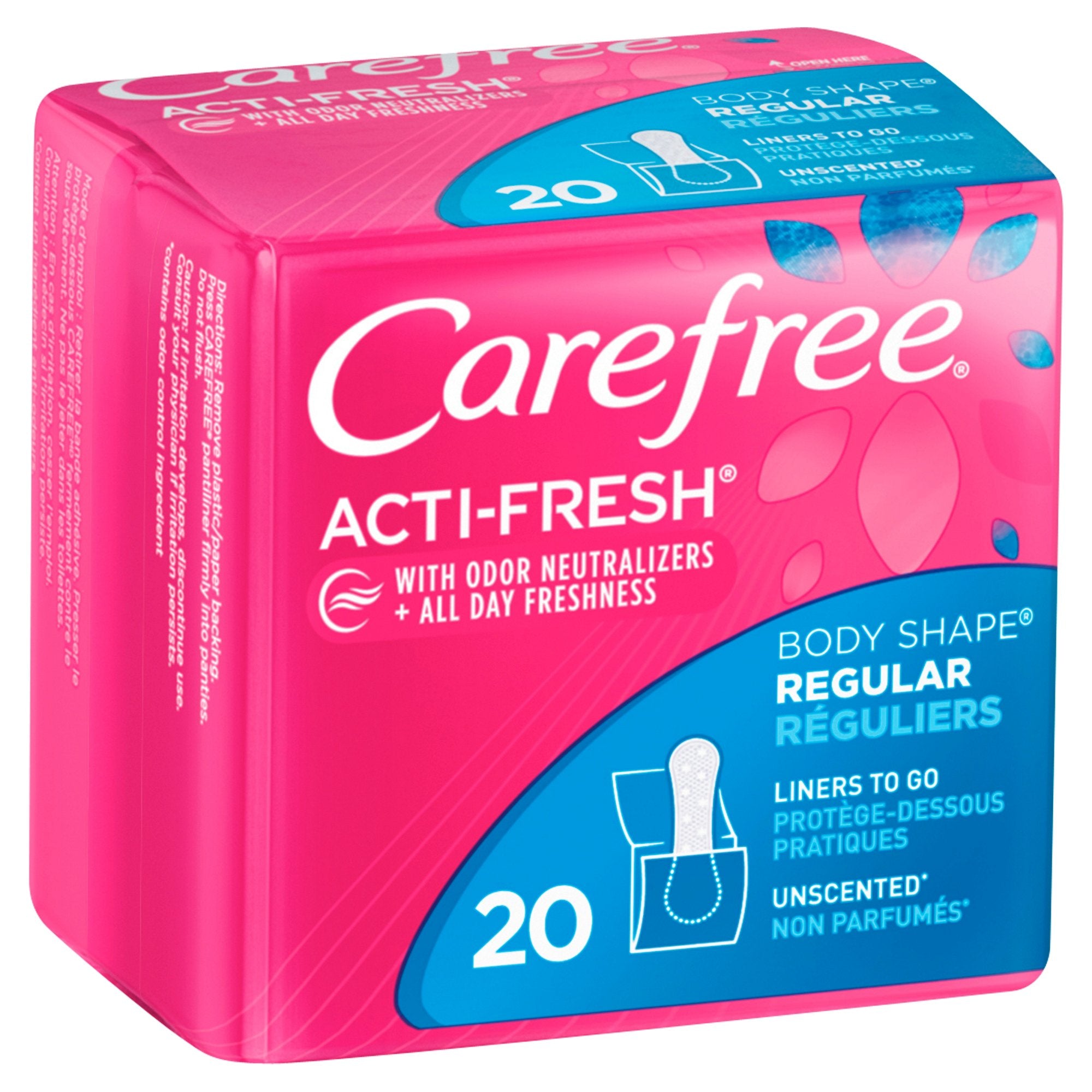 Carefree Acti-Fresh Regular Pantiliners, Unscented - 20 Count