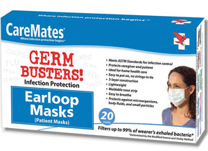 CareMates Germ Busters Earloop Disposable Masks - 20 Count