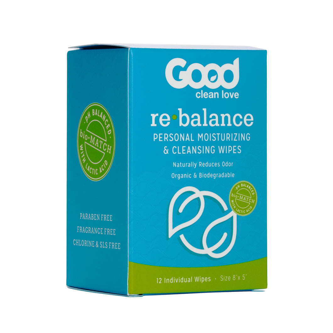 Good Clean Love Rebalance pH-Balanced Feminine Wipes, 12 Individually Wrapped