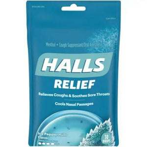 Halls Relief Ice Peppermint Cough Drops - 30 Count