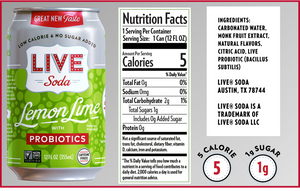 LIVE Probiotic Lemon-Lime Soda - 12 Ounce Can