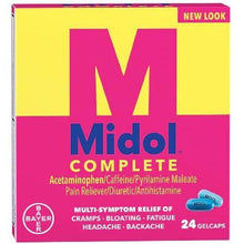 Load image into Gallery viewer, Midol Complete Menstrual Pain Relief Gelcaps with Acetaminophen - 24 Count
