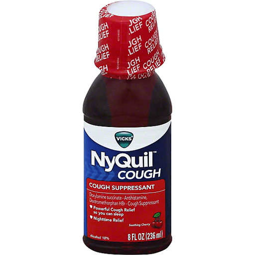 Vicks NyQuil Nighttime Cough Medicine for Cough Minor Sore Throat Relief - 8 Ounce