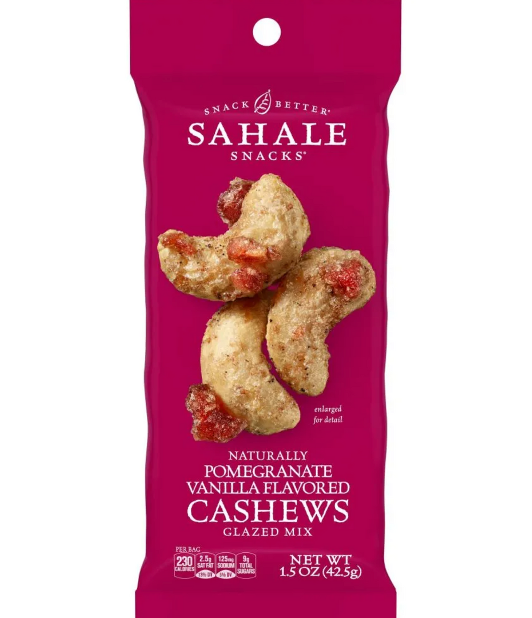 SAHALE Snacks Pomegranate Vanilla Flavored Cashews Glazed Mix - 1.5 Ounce