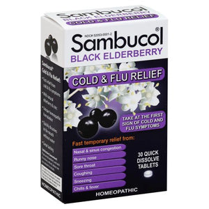 Sambucol Cold & Flu Relief Homeopathic - 30 Tablets