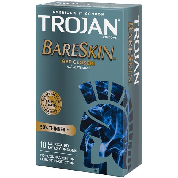 Trojan Bareskin Premium Latex Lubricated Condoms - 10 Count