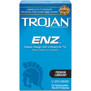 Trojan-ENZ Premium Lubricant Latex Condom, 12 Count