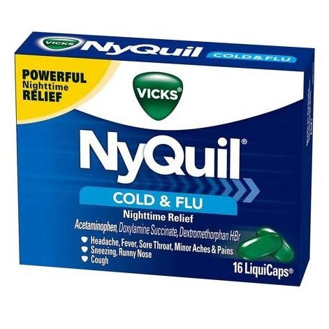 Vicks NyQuil MultiSymptom Nighttime Cold & Flu LiquiCaps - 16 Count