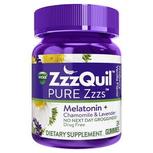Vick's Pure Zzzs Melatonin + Chamomile & Lavender Sleep Aid Gummies - 24 Count