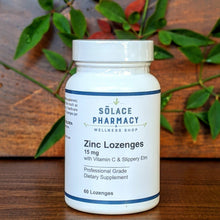 Load image into Gallery viewer, Zinc Lozenges 15 mg (with Vitamin C, Bee Propolis, and Slippery Elm)
